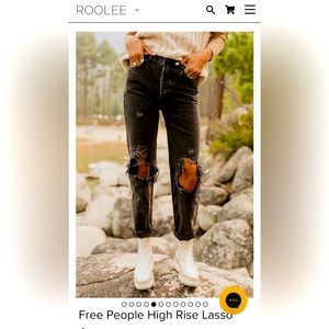 Free People High Rise Lasso Black Denim